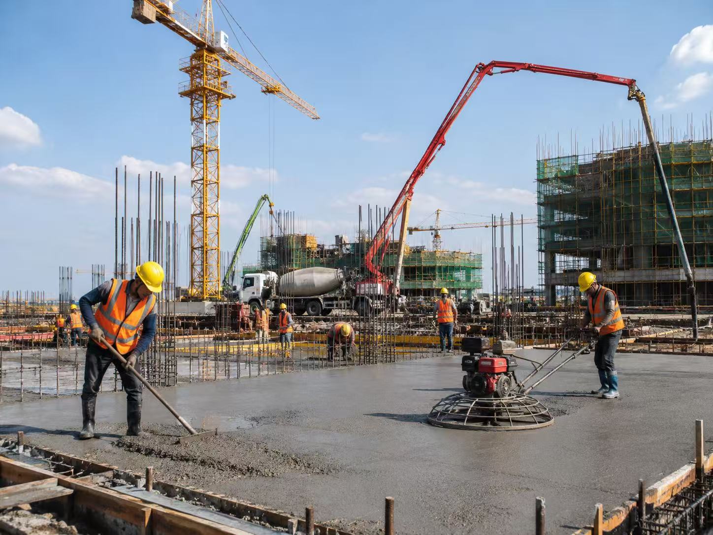 Rebar processing at construction site